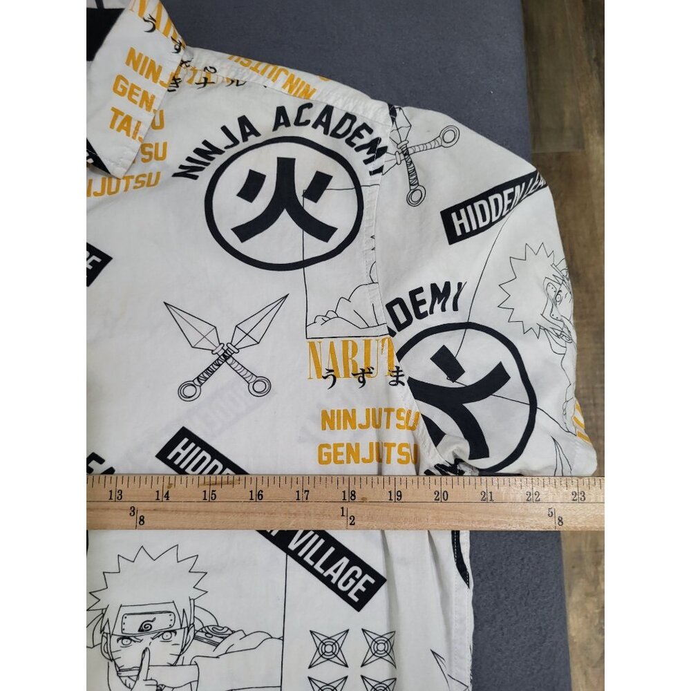 Naruto Shippuden Ninja Academy Hidden Leaf Village Graphic Button-Up Shirt Med - Picture 5 of 11